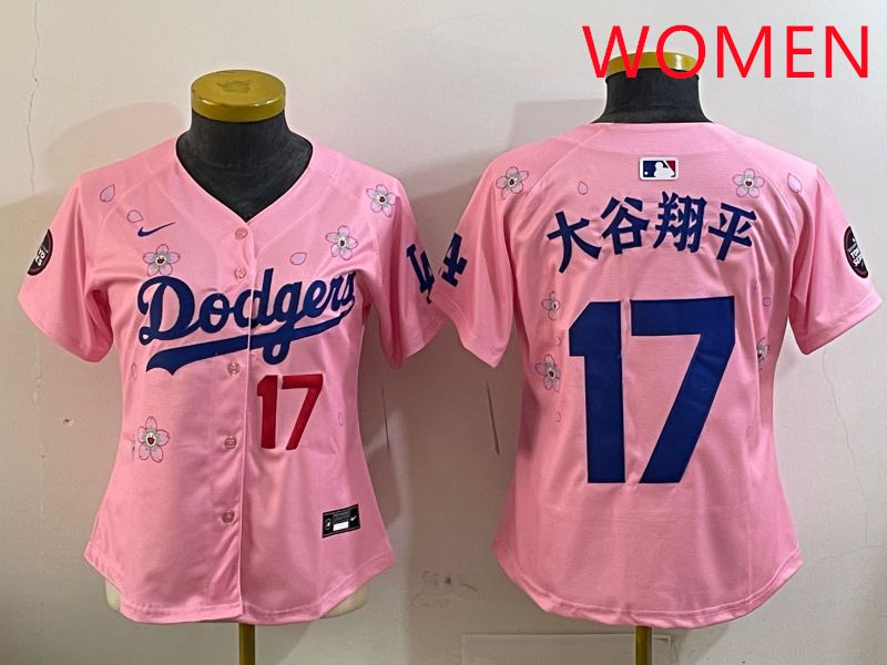 Women Los Angeles Dodgers #17 Ohtani Pink Sakura Edition 2025 Nike MLB Jersey style 8